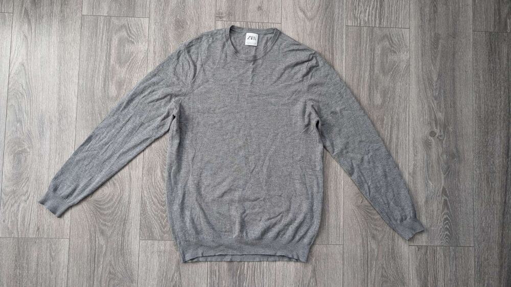 ZARA Men’s Grey Knit Crewneck Sweater Size Small
